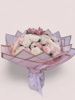 Ivory Whisper pink and ivory roses bouquet by RosaBella Flowers – view 2