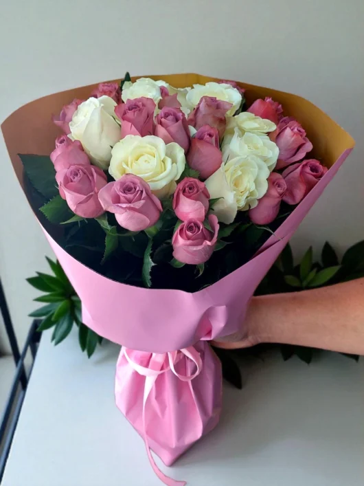 Rosé Embrace pink and cream roses by RosaBella Flowers