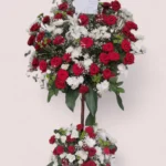 Royal Tribute red and white standing arrangement by RosaBella Flowers