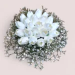 Snow Petals white tulips and baby's breath by RosaBella Flowers – view 2