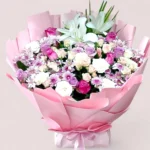 Blooming Serenity pink and purple flower bouquet by RosaBella Flowers