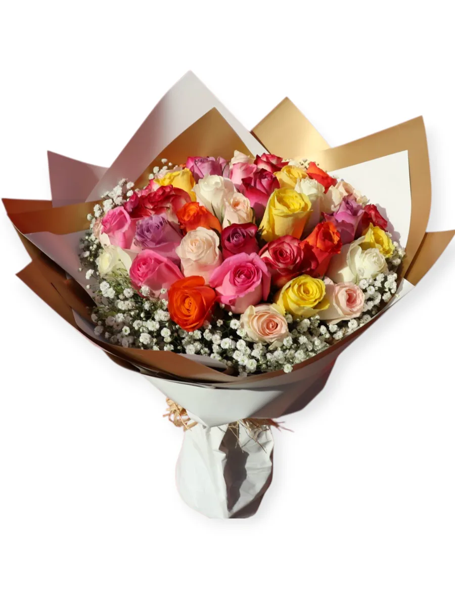 Celebration Palette – Mixed Roses Bouquet Celebration Palette mixed roses bouquet by RosaBella Flowers