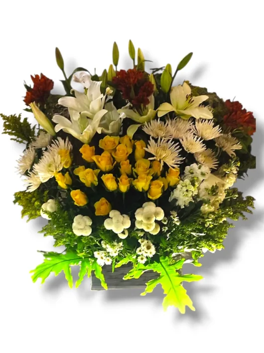 Golden Meadow yellow flowers arrangement by RosaBella Flowers