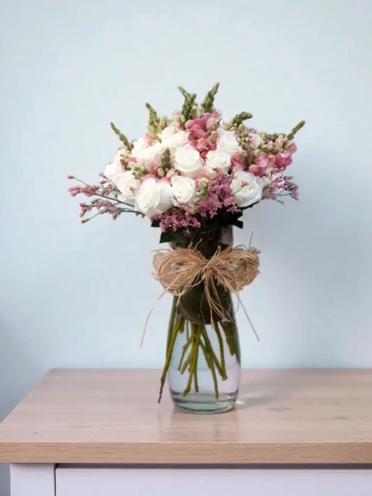 Pastel Reverie flowers in vase by RosaBella Flowers