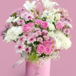 Rosewater Charm pink roses arrangement by RosaBella Flowers