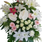 Tranquil Haven white flowers arrangement by RosaBella Flowers