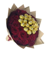 Golden Love red roses and Ferrero Rocher bouquet by RosaBella Flowers